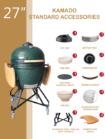 AUPLEX 3XL Luxuriöser Premium Kamado Outdoor-Grill mit Fernbedienung und Trolley, 13"-29" Keramik-Edelstahl-Konstruktion