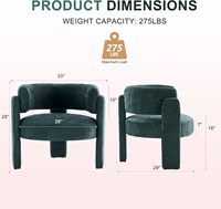 Chaise Sherpa moderne verte d'appoint Fauteuil simple Dossier incurvé 3 pieds Style milieu du siècle Chaise tonneau pour bureau à domicile
