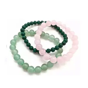 Set mit 3 trend igen Perlen armbändern für Frauen Beruhigender Geist Rosenquarz Matt Howlite Opalite Stapels chmuck für Hochzeits feiern