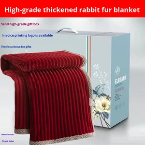 Thickened Wool <b>Rabbit</b> Velvet Blanket Gift Box Set All-Season Factory Cross-Border Wholesale - Product Image 4
