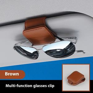 Ahlsen Porte-Lunettes De Voiture Support De Lunettes De Soleil De Voiture En Cuir Veritable Porte Lunettes Cuir Clip De Lunettes De Soleil Universel Accessoire De Visiere Beige 83951062