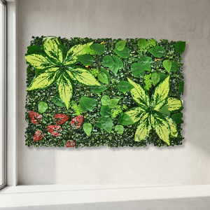 Artificial Mixed Tropical Foliage Panel Eco-Friendly Plastic <b>Wall</b> Hanging for Outdoor Use - Product Image 2