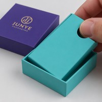 Boîte à bijoux en papier personnalisée avec couvercle et base, pour boucles d'oreilles, emballage bleu, petite, recyclable, vente en gros
