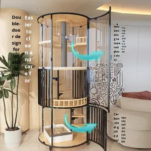Meuble de luxe en bois massif pour animaux de compagnie, château pour chat, structure d'escalade, tour pour chat, cage transparente, grande villa d'intérieur - Product Image 3