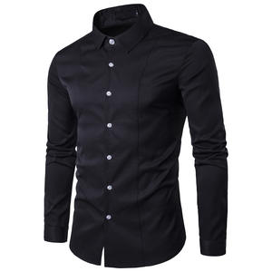 Camicia Slim Fit a Maniche Lunghe in Stile Coreano in Tinta Unita CVC per <span class=keywords><strong>Uomo</strong></span>, Vendita all'Ingrosso - Product Image 3
