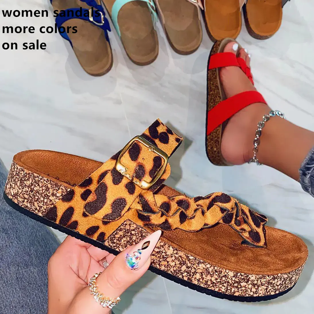 YINZI Womens Leopard Print Flip Flops Ladies Stylish New Beach Style Casual Flats Roman Slippers Slip On Shoes Sandals Black,37 