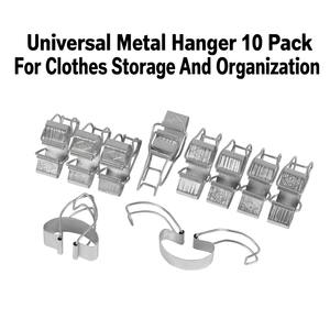 Paquete de 10 Perchas Metálicas Universales para Almacenamiento y Organización de Ropa - Product Image 2