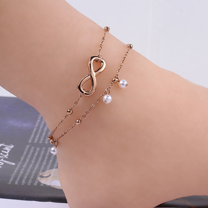 <span class=keywords><strong>Cavigliera</strong></span> da ragazza in acciaio al titanio con rivestimento a forma di piede avanzata con pendente la <span class=keywords><strong>cavigliera</strong></span> di perle in acciaio inossidabile a 8 cifre - Product Image 3
