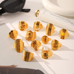 Кольца KITI в винтажном готическом стиле с текстурой, позолоченные PVD 18-каратным золотом, массивные, модные украшения - Product Image 4