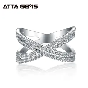 Anillos de plata de ley 925 con diamantes CZ y Micro incrustaciones entrecruzadas para mujer