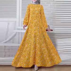 Wholesale Traditional Women's Muslim Clothing Full Lined Chiffon Muslim Long Sleeve Islamic Maxi Dress Ladies Casual Modest Wear