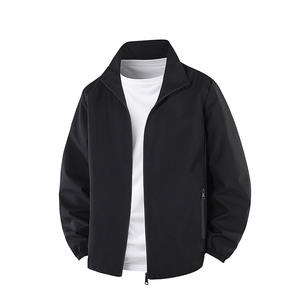 Logo personnalisé col montant mince papa veste veste hommes printemps et automne couleur unie qualité décontractée jeunes et d'âge moyen - Product Image 2