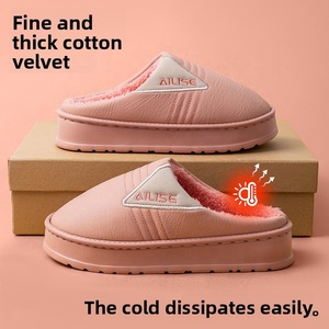2025 Thick Sole Non-Slip Warm Plush Indoor Home Use for <strong>Slippers</strong> for Men Women Breathable Cute Closed Toe Versatile Cotton - Product Image 4