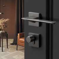 Cerradura de puerta interior moderna minimalista negra, cerradura silenciosa para puerta de madera, cerradura para habitación y dormitorio
