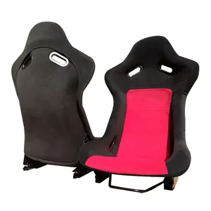 EDDYSTAR Suporte universal para roda de corrida de camurça, simulador de assento de carro vermelho real, conjunto completo de capas de luxo