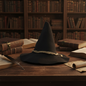Sombrero de <span class=keywords><strong>Bruja</strong></span>/Mago de Ala Ancha con Banda de Fieltro Personalizada, Disfraz de Halloween, Sombrero de Espantapájaros para Adultos, Unisex, Casual - Product Image 1