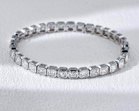 Bracelet en or massif 18 carats Asscher, cadeau de bijoux pour femme, bracelet chaîne délicat en or véritable italien pour superposition / port superposé, fin et élégant