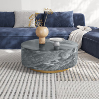 Table basse ronde moderne en MDF marbré avec tiroir, en stock aux États-Unis, livraison directe, par VOXHOME