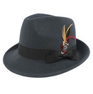 Men Blue Fedora <b>Hats</b>,fedora Cowboy <b>Hat</b> With Feather High Quality and Reasonable Price Character Evergrowing 100% Acrylic Printed - Product Image 1