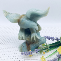 Sculpture animalière unique sculptures bleu ciel caraïbes calcite aigle cristal artisanat sculpté amazonite oiseaux pour la décoration