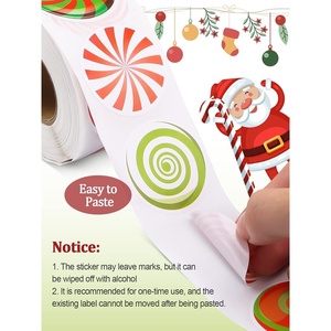 Etiquetas Adhesivas Navideñas <span class=keywords><strong>Kalolary</strong></span>, 16 Diseños, Etiquetas Redondas Adhesivas para Navidad, Sellos Decorativos Coloridos para Sobres Navideños - Product Image 3
