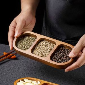 Natural Wood Serving <b>Tray</b> 3-Section Divided Appetizer Dish Plant Design for Home Kitchen Use for Snacks <b>Dinner</b> for Hotels - Product Image 4