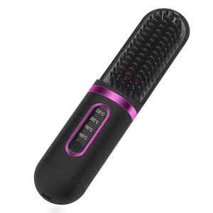 Brosse Lissante Chauffante 2-en-1 Rechargeable Sans Fil en Céramique à Chauffage Rapide pour Cheveux Femme – Fer Plat sans Cordon - Product Image 1