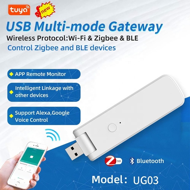 Tuya Smart USB Multi-mode Gateway, WiFi ZigBee BLE Mini Hub, Smart Life APP Remote Control Smart Home Automation Bridge