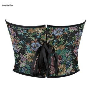 Corsetto Overbust Retrò con 5 Chiusure a Spilla, Fantasia Floreale, Taglie Forti, 12 Stecche in Plastica, Bottoni, Pizzo, Senza Spalline, Controllo Forte, da Donna - Product Image 4