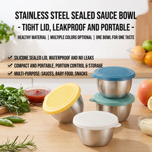 Stainless Steel Kitchen <b>Sauce</b> Cup with Silicone Lid Modern Clip-On Sealed Salad Dressing Mustard Tomato <b>Sauce</b> Picnic Use - Product Image 2