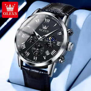 Reloj Deportivo de Moda OLEVS 5529 con Logotipo Personalizado OEM para Hombre, Reloj de Pulsera de Cuero para Hombre, Reloj de Cuarzo OEM - Product Image 1