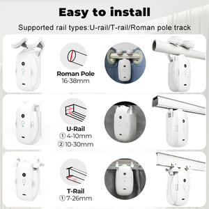 Moteur de rideau intelligent avec capteurs de température et de luminosité, contrôle Bluetooth, batterie intégrée pour rails en forme de T et de U - Product Image 4