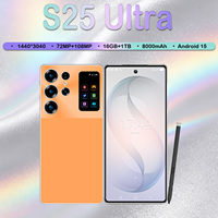 S25 Ultra 6,9" 120Hz LCD Deca Core Android 15 16 Go 1 To 108 MP 8000 mAh+ MTK Dimensity 5G Double SIM Face ID GPS Boîte Cadeau
