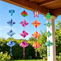 Tourniquet à vent suspendu pliable de 140 cm à 10 panneaux, paillettes arc-en-ciel, décoration de jardin, protection UV, nylon imperméable, sculpture cinétique éolienne