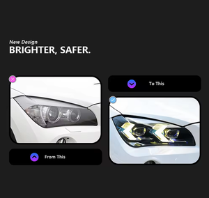 Faro Anteriore per BMW <span class=keywords><strong>X1</strong></span> (<span class=keywords><strong>E84</strong></span>) Anni 2011-2015, Modello G05 Modificato, con Lente a LED 12V 50W e Luci Diurne - Product Image 2