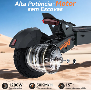 Monopattino Elettrico Pieghevole H2 1200W con Pneumatici da 10 Pollici, Batteria al Litio 48V, per Tutti i Terreni, Disponibile in Magazzino in Brasile - Product Image 2