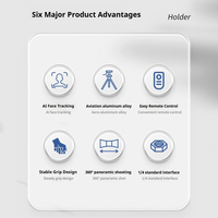 Trépied de photographie de voyage pliable AI Smart Tracking PTZ Q13 avec suivi intelligent, perche à selfie, support de téléphone pour diffusion en direct et vidéo, et éclairage LED