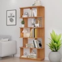 Étagère ouverte modulable à 5 niveaux en chêne foncé, étagère de rangement moderne en MDF pour salon, chambre et bureau