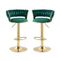 Tabouret de bar réglable pivotant à dossier court Tabouret de bar doré Tabourets de bar Tabourets de bar de luxe Tabourets de bar modernes en velours beige pour la cuisine