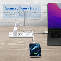 Multiprise encastrable avec ports USB, rallonge électrique, adaptateur secteur, station de charge, multiprise blanche