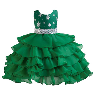 Girls Christmas Princess Tutu Dress Red Stage Performance Dress With Snowflake Design For Children - Product Image 4