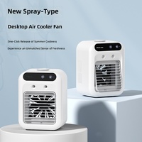 Enfriador Evaporativo Transfronterizo USB con Batería Integrada, Mini Ventilador Eléctrico de Escritorio Silencioso con Nebulización, Ventilador de Enfriamiento Portátil