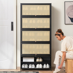 Étagère à chaussures grande capacité, gain de place, rangement d'entrée, multifonctionnelle, design en bois massif pour usage domestique - Product Image 3