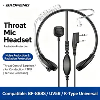 Microphone de gorge télescopique réglable anti-bruit Baofeng HKEJ-K en gros, compatible avec Baofeng UV5R BF-480/490/320/V6/V7V8/658