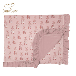 Manta con volantes <span class=keywords><strong>de</strong></span> bambú, manta envolvente para bebé, <span class=keywords><strong>Jersey</strong></span> orgánico, manta <span class=keywords><strong>de</strong></span> <span class=keywords><strong>canastilla</strong></span> para bebé, envoltura sostenible para bebé - Product Image 1