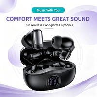 Écouteurs intra-auriculaires sportifs ergonomiques S74 TWS, écouteurs avec transducteur de 13 mm, audio SBC HiFi, indicateur de batterie LED, commande tactile intelligente