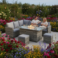 Ensemble de meubles de jardin en rotin moderne pour hôtels, villas et pubs, comprenant une table basse, des chaises et un foyer
