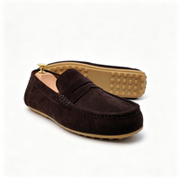 Mocassins confortables en cuir véritable faits à la main pour hommes, chaussures décontractées pour la conduite et les trajets en ville
