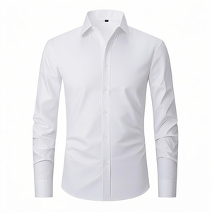 Camicia da Uomo a Maniche Lunghe, Elasticizzata in Quattro Direzioni, Antipiega, Tinta Unita, Drappeggio <span class=keywords><strong>Verticale</strong></span>, Camicia Formale in Nylon Spandex, Taglie Europee - Product Image 6