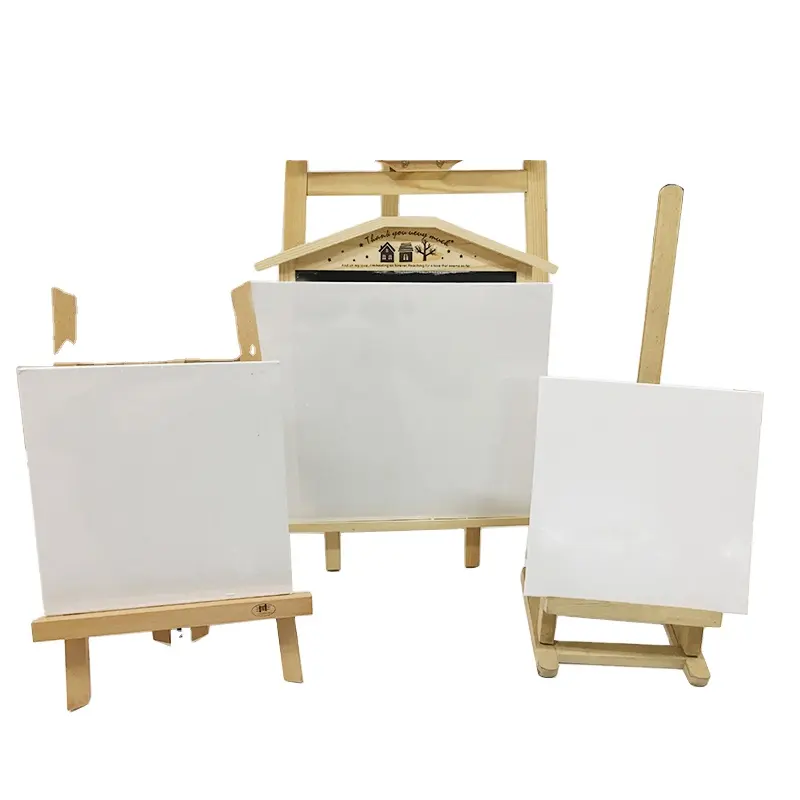 Factory Price pure cotton 10x10 personalised mini art canvas plus easel for desktop